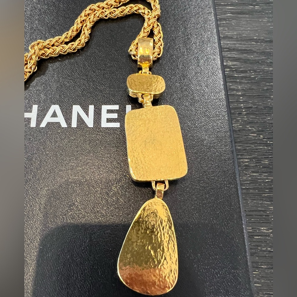 CHANEL 24 Gold Plated Necklace with Brown Stone Accents - Picture 13 of 13